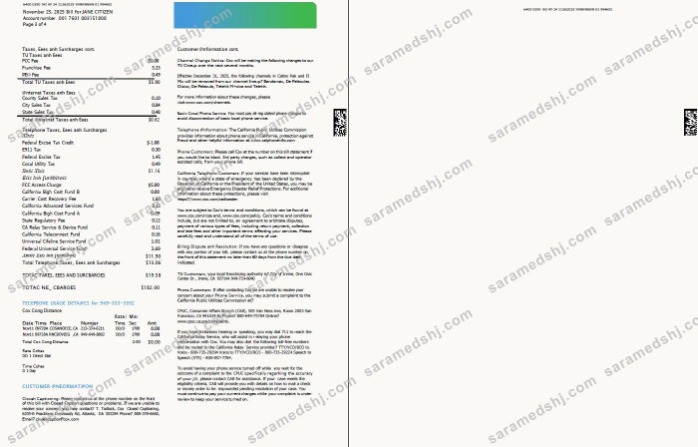 USA Cox utility bill template in Word and PDF formats, 4 pages, 3-4 pages